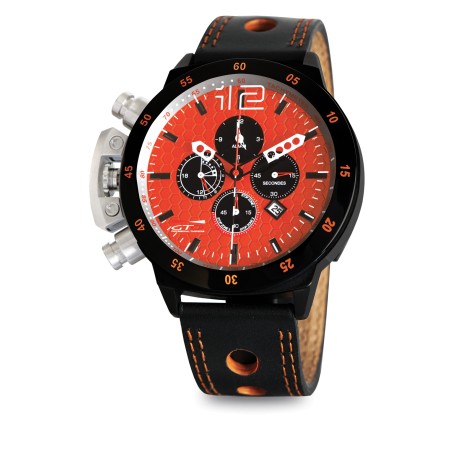 Montre Roadtime Original - GTO - Montre noire cadran orange pour homme à la mode - adaptée pour gaucher