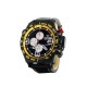 Montre Warm Up - GTO - Montre pour homme noire et jaune sport automobile avec chronomètre double aiguille