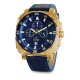 Montre carrée pour homme - Montre dorée et bleu avec bracelet en cuir - Montre Dino Gold de GTO