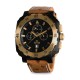 Montre carrée pour homme - Montre noire et camel avec bracelet en cuir - Montre Dino Gold de GTO