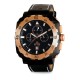 Montre carrée pour homme - Montre noire avec bracelet en cuir - Montre Dino Gold de GTO