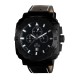 Montre carrée pour homme - Montre noire avec bracelet en cuir noir - Montre Dino Casual de GTO